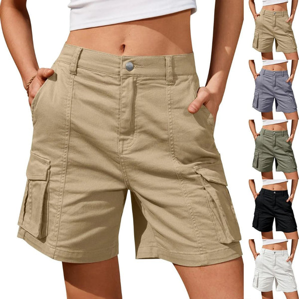 Womens Low Waist Long Work Cargo Shorts